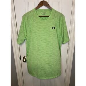 Under Armour The Tech Tee Mens XL Lime Green Striped Loose Fit Performance Shirt